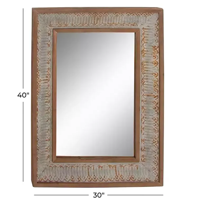 Decorative Mirrors-Kirklands Home Distressed Gray Wood Rectangular Wall Mirror