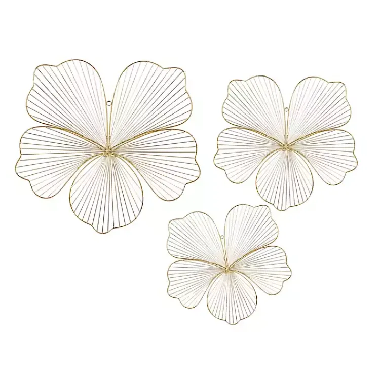 Wall Plaques-Kirklands Home Metal Frame Floral Wall Plaques, Set of 3 Gold
