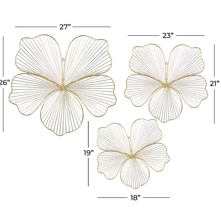 Wall Plaques-Kirklands Home Metal Frame Floral Wall Plaques, Set of 3 Gold