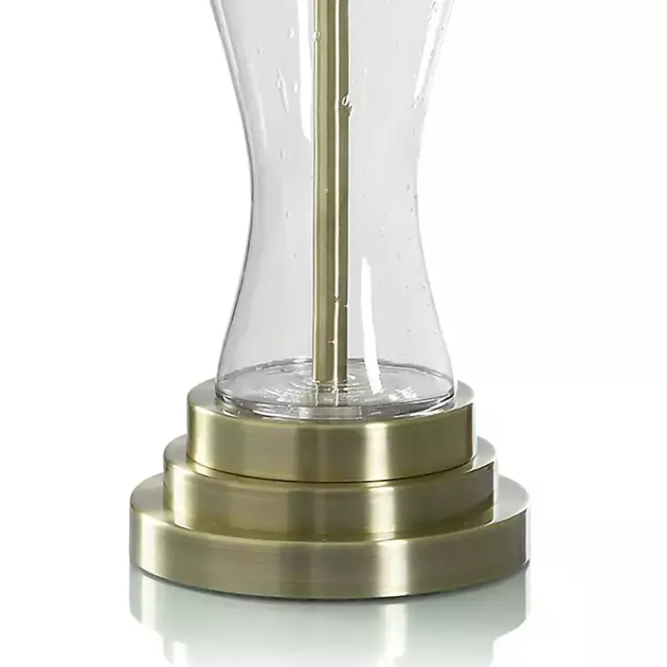Table Lamps-Kirklands Home Clear Seeded Glass and Brass Table Lamp
