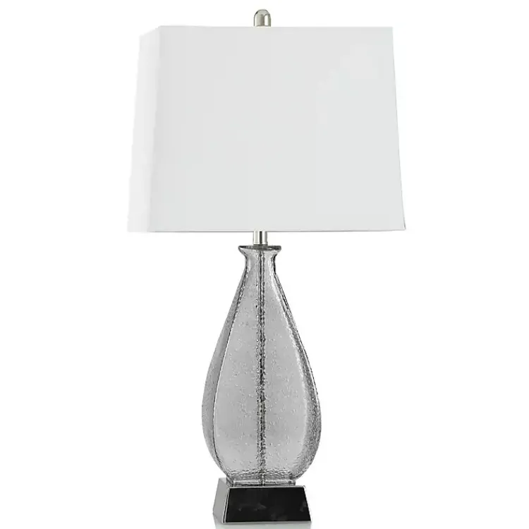 Table Lamps-Kirklands Home Gray Textured Glass and Silver Table Lamp Ivory