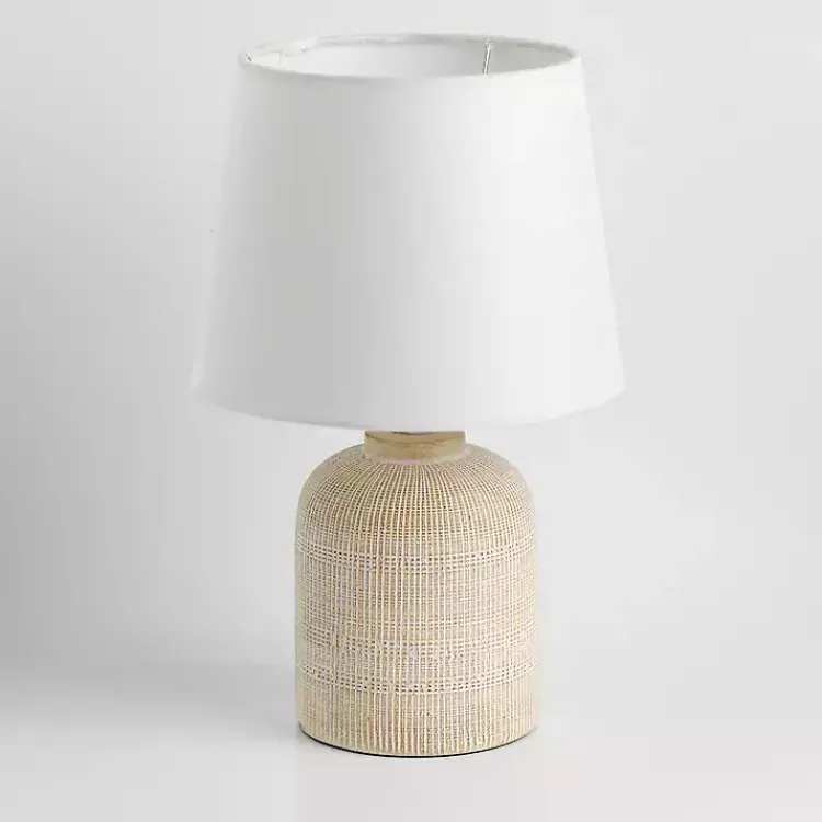 Table Lamps-Kirklands Home washed Carved Grid Table Lamp White