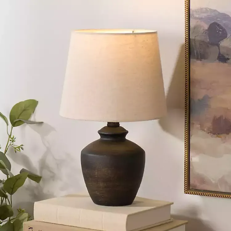 Table Lamps-Kirklands Home Dark Brown Textured Table Lamp Tan