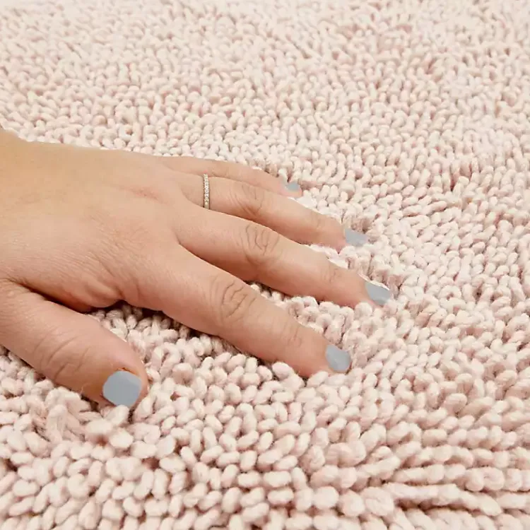 Bathroom Rugs-Kirklands Home High Pile Blush Cotton Non-Skid Classic Bath Mat Pink