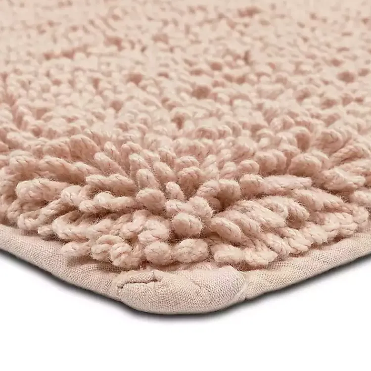 Bathroom Rugs-Kirklands Home High Pile Blush Cotton Non-Skid Classic Bath Mat Pink