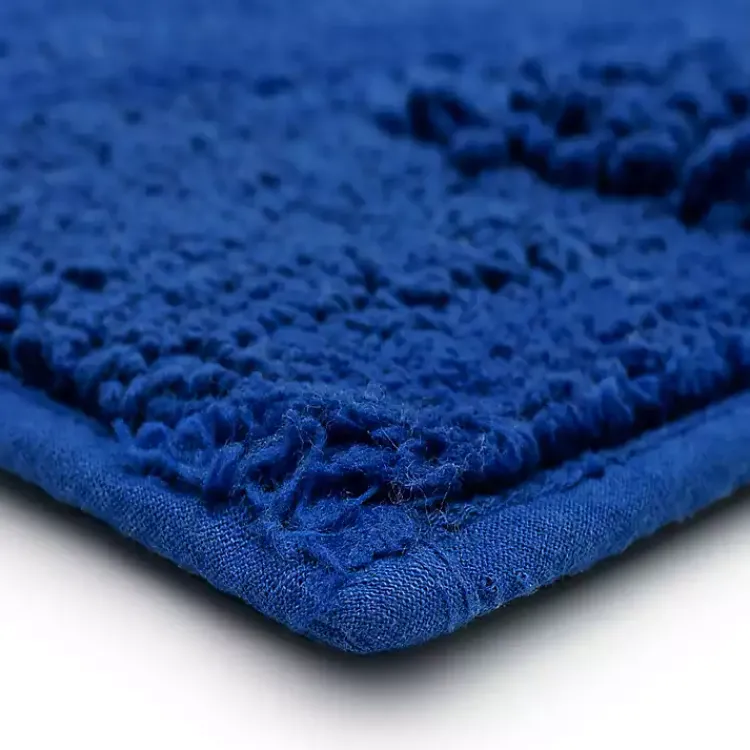 Bathroom Rugs-Kirklands Home Cobalt Asymmetrical Cotton Bath Mat Blue