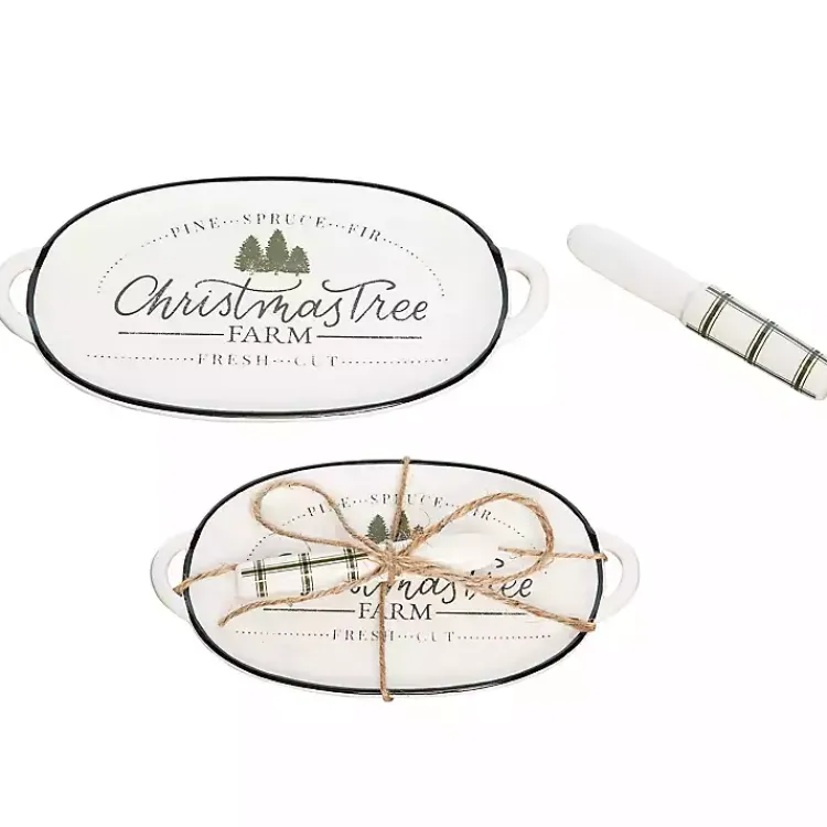 Serving & Entertaining-Kirklands Home Christmas Tree Farm Serving Platter with Spreader