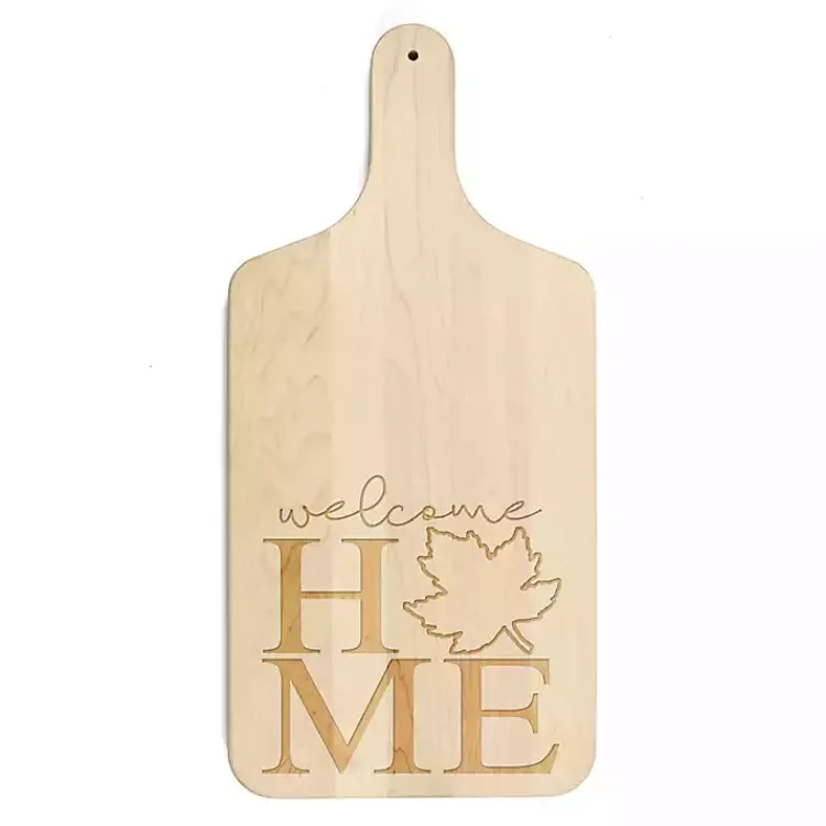 Serving & Entertaining-Kirklands Home Maple Wood Welcome Home Leaf Cutting Board Tan