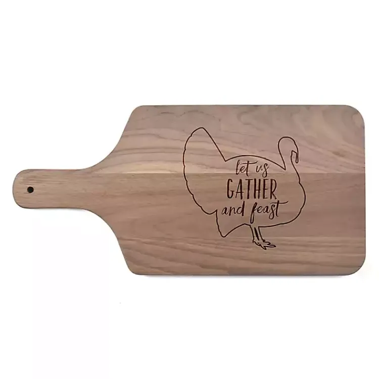 Serving & Entertaining-Kirklands Home Walnut Wood Let Us Gather & Feast Cutting Board Brown