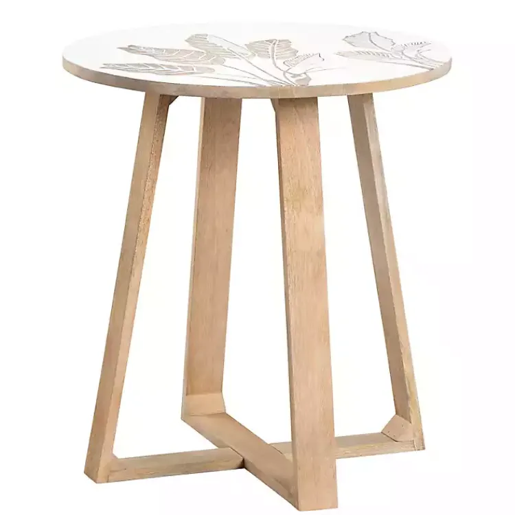 Accent & End Tables-Kirklands Home Natural Seaside Tropical Leaves Accent Table