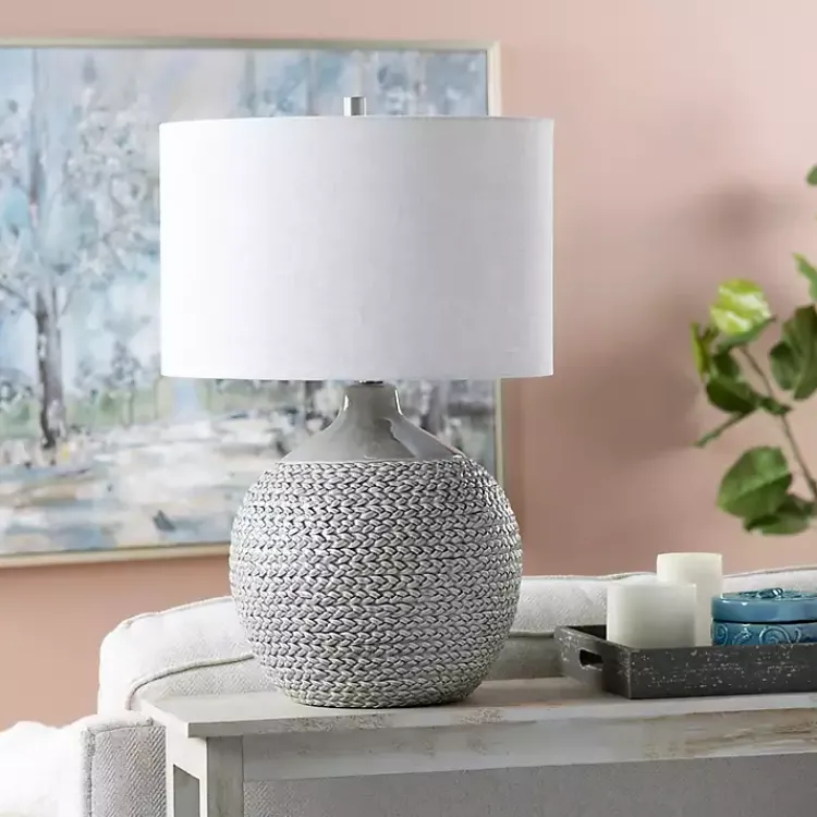 Table Lamps-Kirklands Home Ceramic Braid Table Lamp Gray