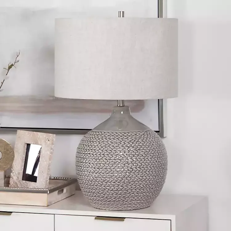 Table Lamps-Kirklands Home Ceramic Braid Table Lamp Gray