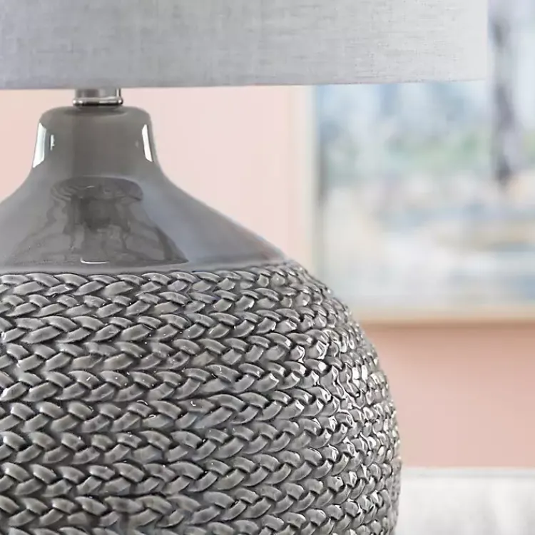 Table Lamps-Kirklands Home Ceramic Braid Table Lamp Gray