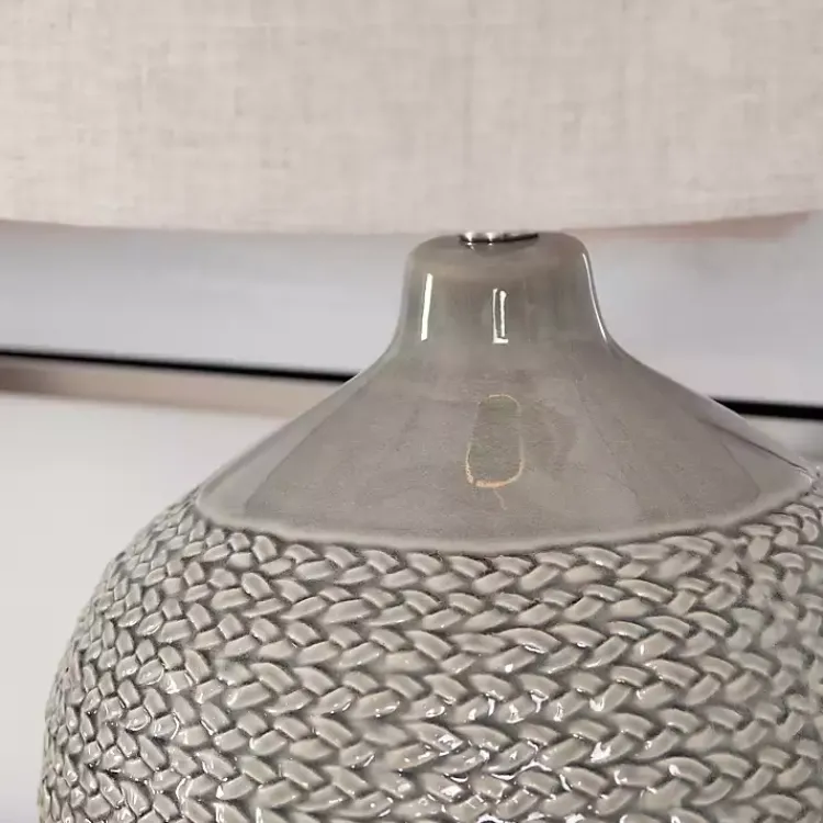 Table Lamps-Kirklands Home Ceramic Braid Table Lamp Gray