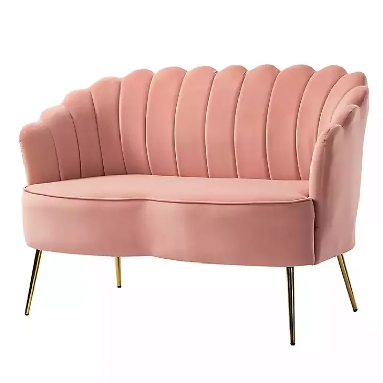 Sofas & Loveseats-Kirklands Home Donata Velvet Tufted Loveseat Pink