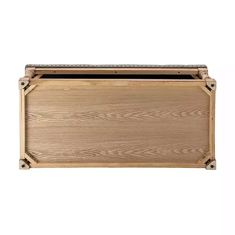 Benches & Ottomans-Kirklands Home Tufted Rectangle Wood Ottoman Ivory