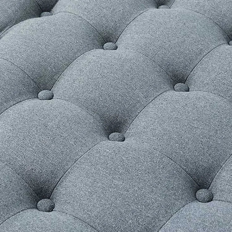 Benches & Ottomans-Kirklands Home Round Cepheus Tufted Ottoman Blue