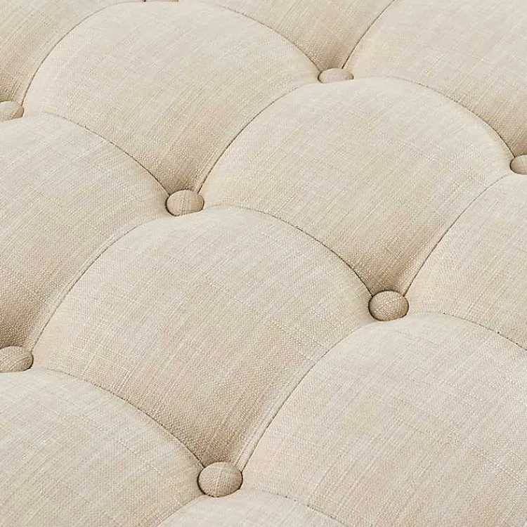 Benches & Ottomans-Kirklands Home Round Cepheus Tufted Ottoman Tan