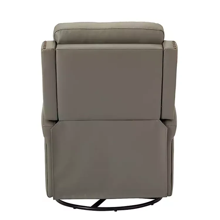 Accent Chairs-Kirklands Home Leather Swivel Rocker Recliner Gray