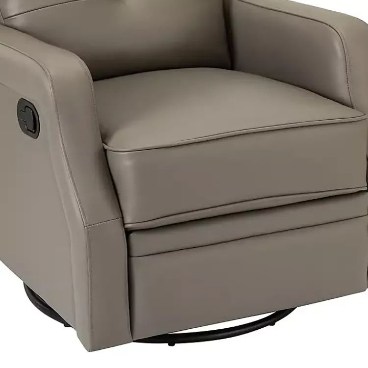 Accent Chairs-Kirklands Home Leather Swivel Rocker Recliner Gray