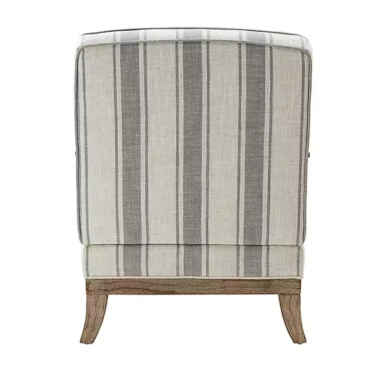 Accent Chairs-Kirklands Home Farmhouse Gray & Ivory Striped Armchair