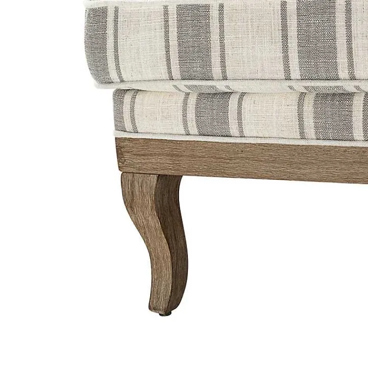 Accent Chairs-Kirklands Home Farmhouse Gray & Ivory Striped Armchair