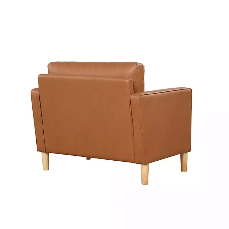 Accent Chairs-Kirklands Home Caramel Faux Leather Chelsea Accent Chair Brown
