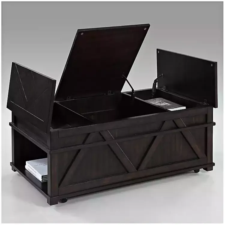 Coffee Tables-Kirklands Home Dark Storage Coffee Table Brown