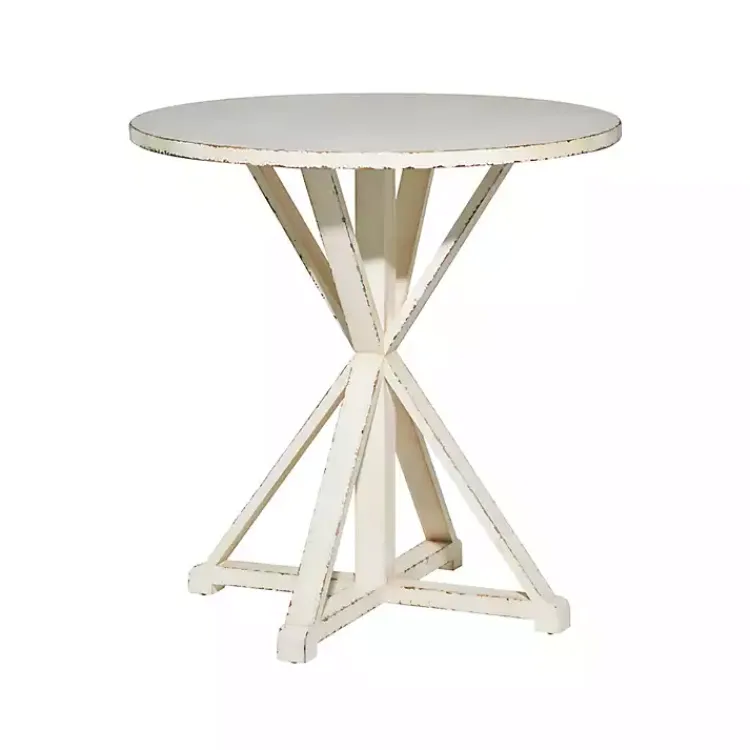 Accent & End Tables-Kirklands Home Rustic Hourglass Side Table White