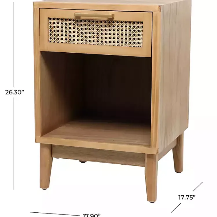Dressers & Chests-Kirklands Home Natural Wood Rattan Nightstand Brown