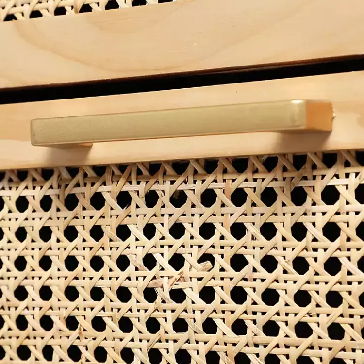 Dressers & Chests-Kirklands Home Natural Wood and Rat 3-Drawer Chest Tan