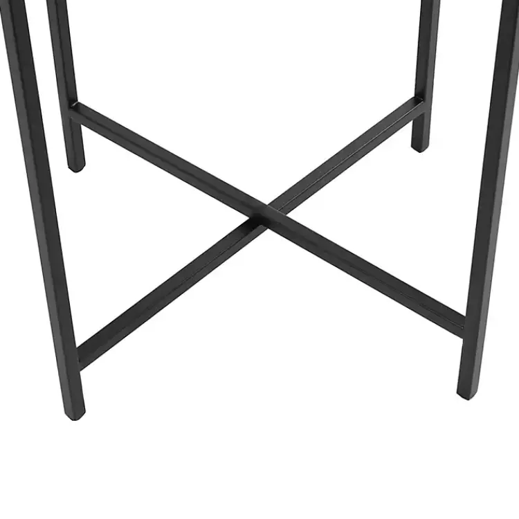 Accent & End Tables-Kirklands Home Clear Textured Glass & Black Iron Accent Table