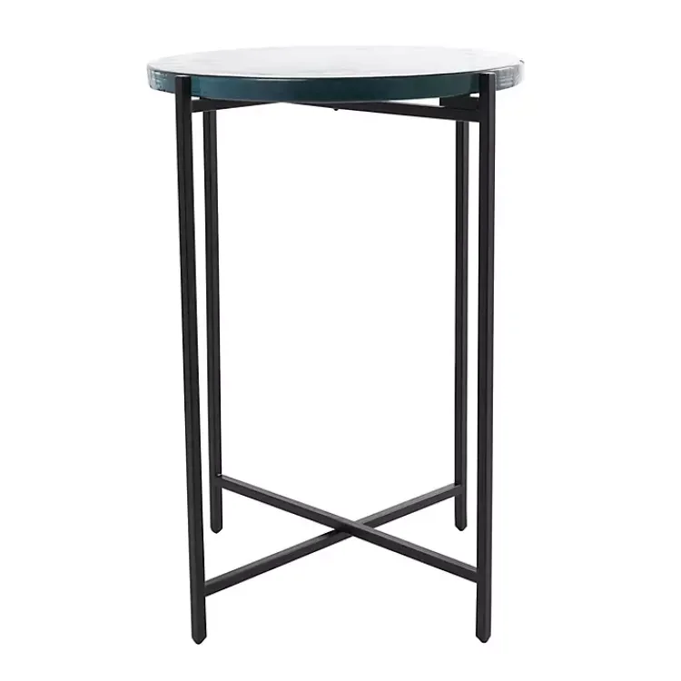 Accent & End Tables-Kirklands Home Clear Textured Glass & Black Iron Accent Table