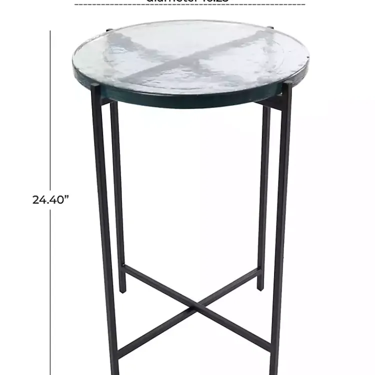 Accent & End Tables-Kirklands Home Clear Textured Glass & Black Iron Accent Table