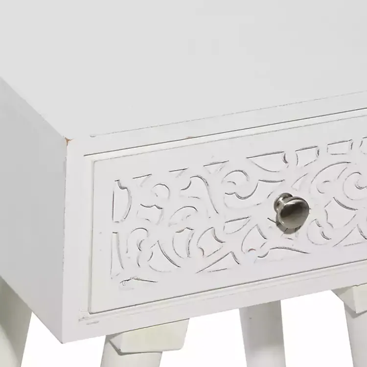 Accent & End Tables-Kirklands Home Wood Carved Drawer Accent Table White