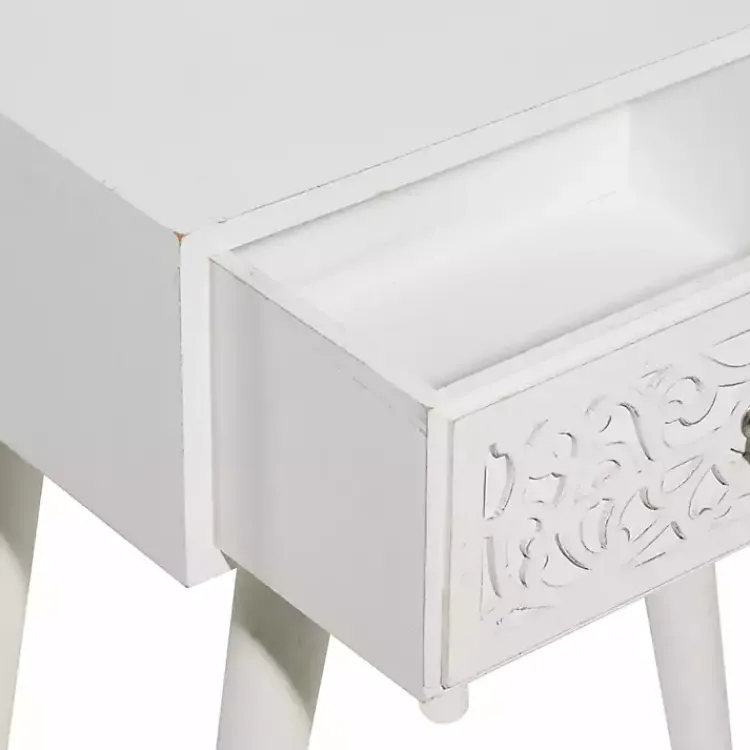 Accent & End Tables-Kirklands Home Wood Carved Drawer Accent Table White