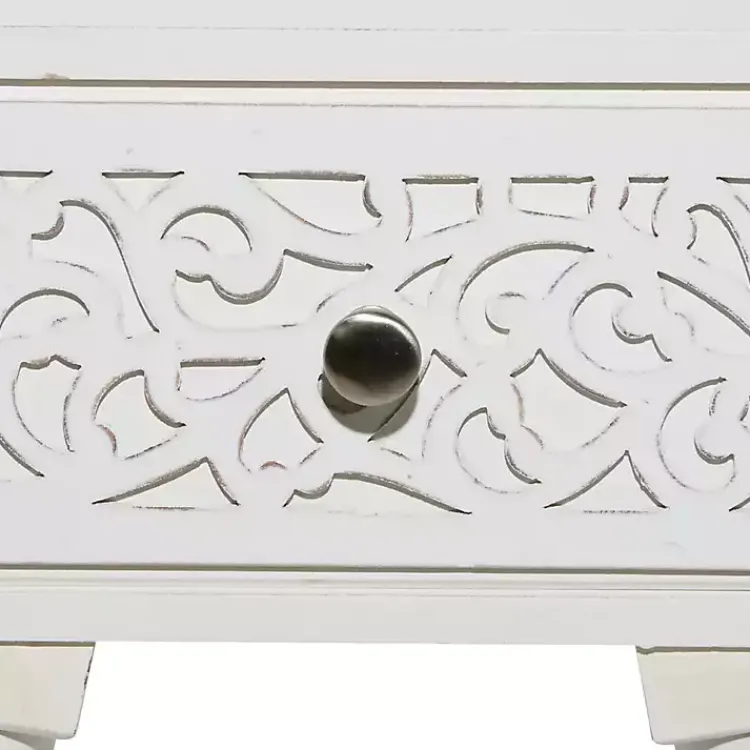 Accent & End Tables-Kirklands Home Wood Carved Drawer Accent Table White