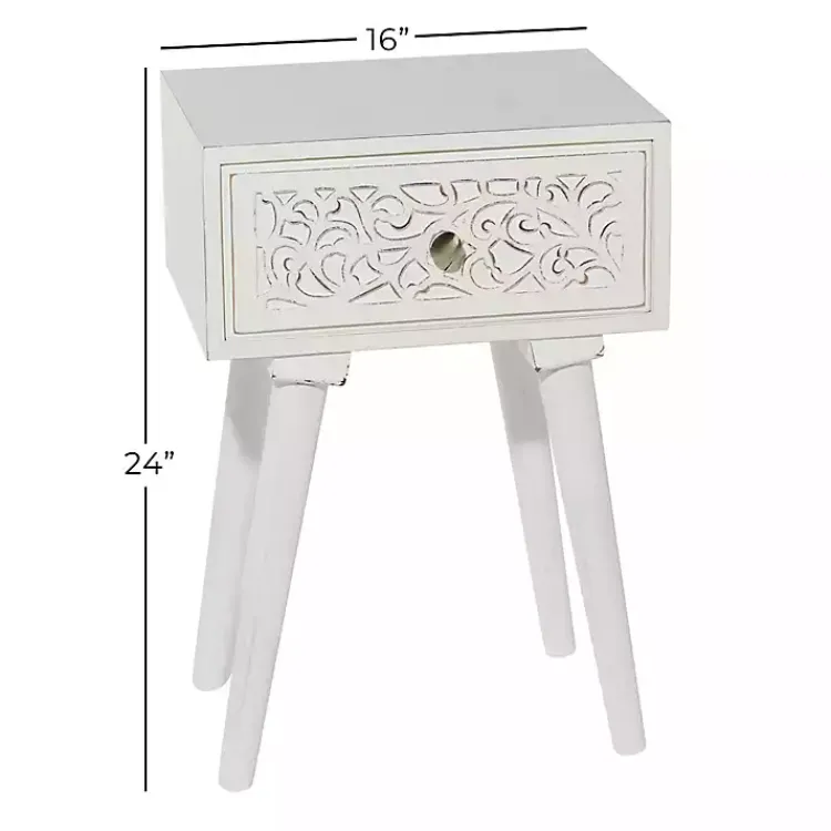 Accent & End Tables-Kirklands Home Wood Carved Drawer Accent Table White