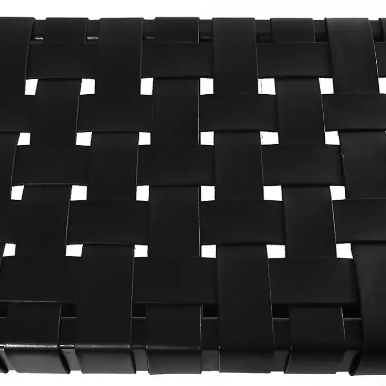 Benches & Ottomans-Kirklands Home Teak Wood and Leather Bench Black