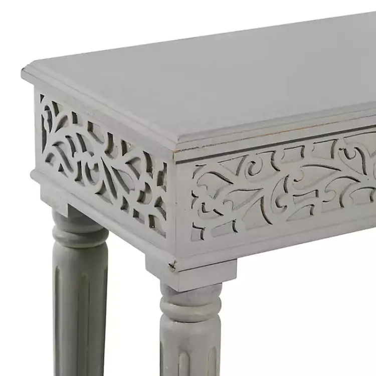 Console Tables-Kirklands Home Carved Wood Console Table Gray
