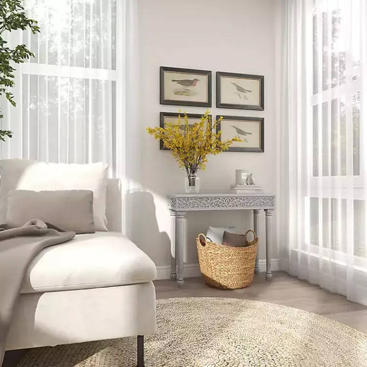 Console Tables-Kirklands Home Carved Wood Console Table Gray