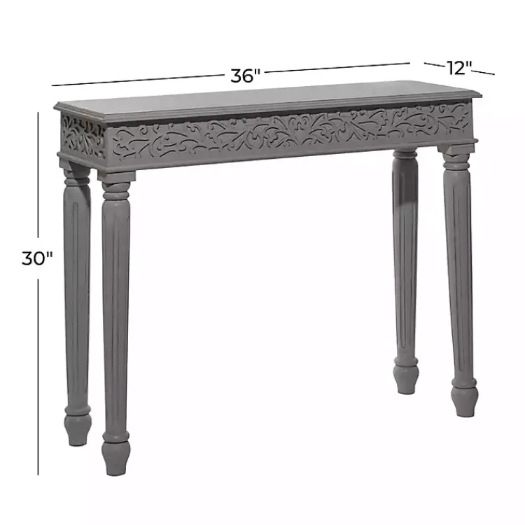 Console Tables-Kirklands Home Carved Wood Console Table Gray