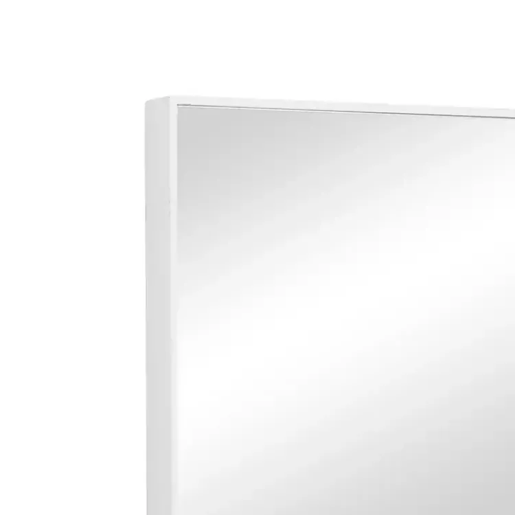 Framed Mirrors-Kirklands Home White Wood Rectangular Wall Mirror, 24x40 in.