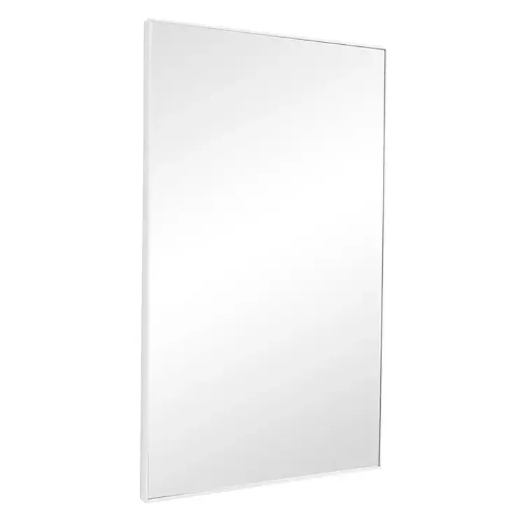 Framed Mirrors-Kirklands Home White Wood Rectangular Wall Mirror, 24x40 in.