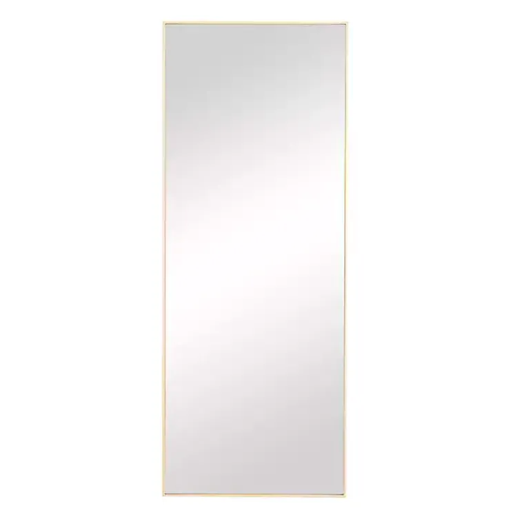 Framed Mirrors-Kirklands Home Gold Wood Rectangular Wall Mirror, 14x36 in.
