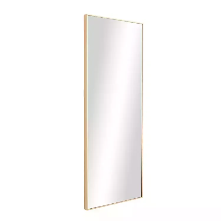 Framed Mirrors-Kirklands Home Gold Wood Rectangular Wall Mirror, 14x36 in.