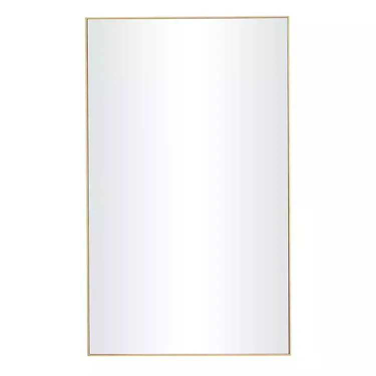 Framed Mirrors-Kirklands Home Gold Wood Rectangular Wall Mirror, 24x40 in.