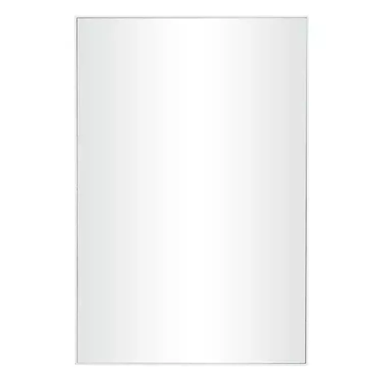 Framed Mirrors-Kirklands Home White Wood Rectangular Wall Mirror, 24x36 in.