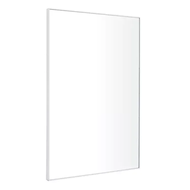 Framed Mirrors-Kirklands Home White Wood Rectangular Wall Mirror, 24x36 in.