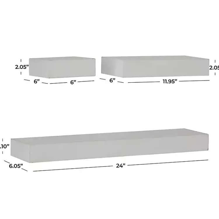 Shelves-Kirklands Home Wood Floating Shelves, Set of 3 White